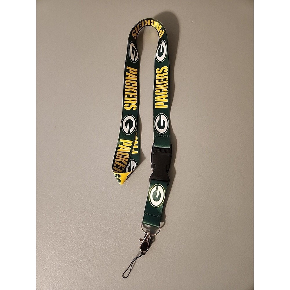 Green Bay Packers Lanyard Two Tone Double Sided Detachable Buckle Keychain